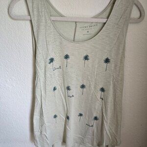 Lucky Brand Mint Muscle Tank Palm Trees Size Medium